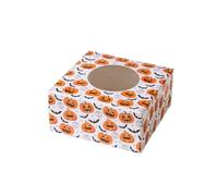 Boîte à bonbons Decora 0346042, 17,5 x 17,5 x 8,5 cm h, motif citrouille orange avec insert pour cupcake.