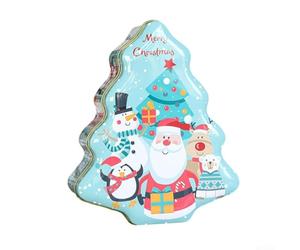 Boîte à bonbons en étain modelée comme arbre de Noël pour décoration de vacances, solution de rangement pour friandises et petits articles, design sans danger pour les enfants (B)