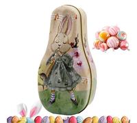 Boîte à bonbons en fer blanc de Pâques, organisateur de stockage de chocolat portable, motif lapin de Pâques vintage pour enfants, garçons, filles