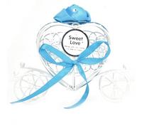 Boîte à bonbons en fer blanc en forme de cœur, coffret cadeau de mariage, réception-cadeau pour bébé, bleu, Rose, rouge, 12.3cm, 7cm, 3.6cm, 1 pièce (Bleue)