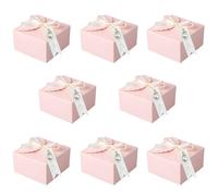 Boîte à Bonbons en Papier 20Pcs Boite Cadeau avec Ruban Boîte Bonbons Biscuits Créatifs Coffret Dragees Mariage avec Pendentifs Perle et Étiquettes pour Fêtes Mariage Anniversaire Noël (Rose)