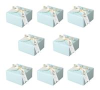 Boîte à Bonbons en Papier 20Pcs Boite Cadeau avec Ruban Boîte Bonbons Biscuits Créatifs Coffret Dragees Mariage avec Pendentifs Perle et Étiquettes pour Fêtes Mariage Anniversaire Noël (Bleu)