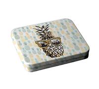 Boîte à bons points métal Exotique Ananas - Pierre Henry - Rectangulaire en Métal avec couvercle à charnière et fermeture coulissante - Boîte de rangement