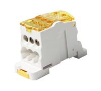 Boîte à bornes de distribution électrique nominale 125 A AC690 V compatible avec installation sur rail DIN standard (jaune)