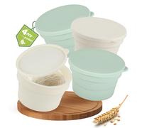 Boîte à Boules de Pizza avec Couvercle, 4pcs Boîte à Pâte de 600ml en Silicone Antiadhésif, Boîte à Pâte à Pizza Pliable, Récipient de Fermentation Empilable, 13cm pour 250g de Pâte à Pizza(4pcs)