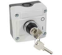 Boîte à bouton équipée Osmoz avec bouton tournant à clé n°455 2 positions - avec couvercle gris