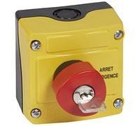 boite à boutons couvercle jaune - coup de poing à clé