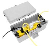 Boîte à câbles étanche ultra sûre - 25,8 x 12,7 x 9,5 cm - Protection de câbles de jardin - Résistant aux intempéries - Pour rallonges multiprises, suspendue/debout, -40 °C - Résistant au gel (gris)