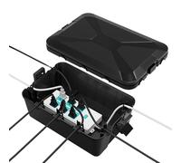 Boîte à câbles extra large étanche - 26 x 15 x 9 cm - IP54 - Noir - Boîte à 6 entrées et sorties de câbles d'extérieur - Boîte de sécurité pour prises de courant, prise de courant, minuterie, Plug