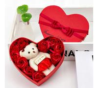 Boîte à cadeau de savons en forme de coeur, 10 pièces, roses, ours, pour la saint-valentin, pour une fête de mariage romantique, pour petite amie, pour femme