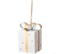 Boîte à cadeaux de Noël à suspendre, boîte cadeau de Noël à suspendre, rouge, vert, blanc, pendentif de 8 cm pour décoration d'intérieur festive saisonnière (blanc)