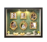 Boîte À Cadre Photo Silhouette De Style Musée - Cadre Doré Miniature, Motif Chat, Présentoir Souvenir Élégant, Cadeau Commémoratif | Pour Les Amoureux Décoration De La Maison Étagère De Bureau Décorat