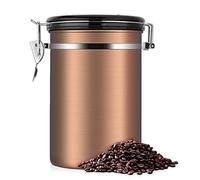 Boîte à café 1,8 L en Acier Inoxydable, Grand Récipient Hermétique pour Marc et Grains en Acier Moulu avec Valve de Déclenchement de Suivi de Date, Rangement de Cuisine, Feuilles