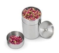 Boîte à café hermétique, boite a the vrac,Coffee Vault Hermétique de Conservation,Récipient à café en acier inoxydable, boîte à thé avec double couvercle pour stocker le thé,le café en poudre, 400ml