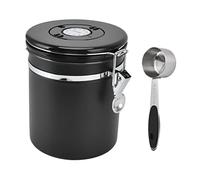 Boîte à café hermétique en acier inoxydable, bocal de conservation des aliments, valve de libération de CO2, suivi des dates, grande capacité (Noir)
