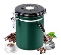 Boîte à Café Hermétique en acier Inoxydable,Boîte hermétique pour 1.8L de café en grains avec couvercle sous vide ,Boîte à Café HerméTique ,Récipient avec Cadran de Date et Cuillère Doseuse pour thé