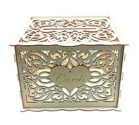 Boîte à cartes de mariage en bois Alnicov, tirelire avec fente de verrouillage,boîte en bois de bricolage pour la décoration de fête de réception de mariage