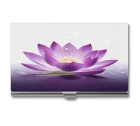 Boîte à cartes de visite, boîte à cartes de visite imprimée violette fleur de lotus, boîte à cartes de visite à la mode, nouvelle boîte de cartes de visite, Argenté, One size, Contemporain