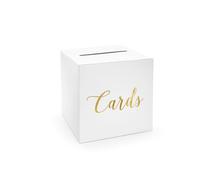 Boîte à cartes Mariage 24cm papier, blanc / or rose