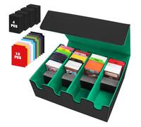 Boîte à Cartes pour Plus de 2800+ Cartes, Boîtes de Rangement pour Cartes à Collectionner Avec 24 Séparateurs, Boîtes Magnétiques de Qualité Supérieure, pour Cartes TCG Magic the Gathering(Noir Vert)