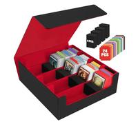 Boîte à Cartes pour Plus de 3200 Cartes, Boîtes de Rangement pour Cartes à Collectionner Avec 24 Séparateurs et 4 Mousse, Boîtes Magnétiques de Qualité Supérieure, pour Magic the Gathering(Noir Rouge)