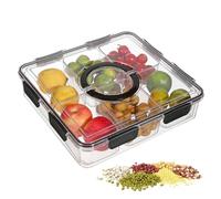 Boîte à casse-croûte - Silicone PP PET d'une capacité de 5,5 L | Conteneur de stockage alimentaire divisé avec couvercle scellé et plateaux intérieurs amovibles | Organiseur de collations portable
