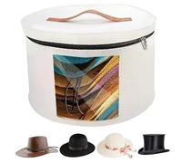Boîte à chapeau rond avec couvercle à fermeture éclair et fenêtre visuelle 16x10in Boîte de chapeau avec poignée Organisateur de stockage en feutre portable pour la maison, voyager, blanc rond