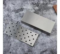 Boîte à charbon de bois en acier inoxydable pour barbecue - 22,3 x 9,7 x 4,3 cm - Boîte avec trous d'aération - Récipient à copeaux de bois réutilisable pour gaz et charbon de bois Gri