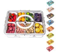 Boîte à charcuterie avec couvercle et poignée - Organiseur transparent divisé pour fête et divertissement - Parfait pour les bonbons, les fruits, les noix et les collations