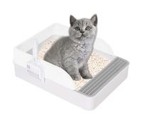 Boîte à chat : grand plateau en plastique semi-fermé, côté haut, résistant aux fuites d'urine, pas de montage nécessaire, facile à nettoyer, meuble pour boîte de rangement
