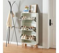 Boite à chaussures 'Aure' avec 3 abattants pour 12 paires de chaussures 134 x 63 x 24 cm Blanc