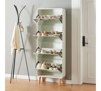 Boite à chaussures 'Aure' avec 4 abattants pour 16 paires de chaussures 172 x 63 x 24 cm Blanc
