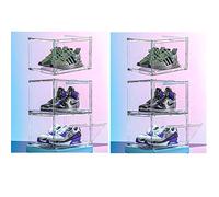 Boîte à Chaussures en Acrylique, Transparente et empilable, avec Porte magnétique adaptée pour Sac à Main, Chaussure, poupée d'action, Jouet, Collection de modèles (6pcs, 36x27x22cm/14.2x10.6x8.6in)
