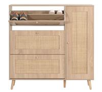 Boite à chaussures en rotin HWC-M37 127x120x24cm bois mélaminé aspect chêne