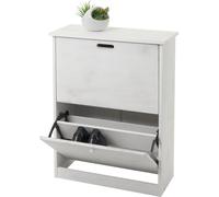 Meuble à chaussures HWC-K45 MDF en paulownia certifié MVG shabby blanc