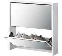 Boite à chaussures 'Lund' avec 2 abattants miroirs 67 x 63 x 17 cm Blanc