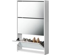Boite à chaussures 'Lund' avec 3 abattants en miroir 103 x 63 x 17 cm Blanc
