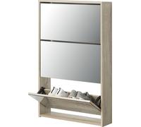 Boite à chaussures 'Lund' avec 3 abattants miroirs 103 x 63 x 17 cm aspect chêne Sonoma