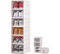 Boîte à chaussures Yorbay Organisateur de chaussures empilable en plastique Boîte à chaussures portable et sans installation pour chaussures jusqu'à la taille 46 (6 niveaux)