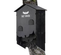 Boîte à chauve-souris en bois avec abri à trois chambres et fixation murale | Quartier chauve-souris en bois naturel pour jardins, cour arrière et décoration d'arbres en plein air