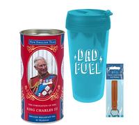 Boîte à chocolat avec sélection de thé, biscuit Baileys chocolat rongé et tasse de voyage thermique pour homme