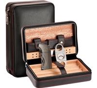 Boîte à cigares en cèdre, avec humidificateur, étui en cuir, avec cutter Lighter-c