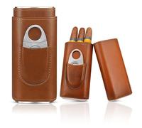 Boîte à Cigares En Cuir, Étui à Cigares En Cuir avec Coupe-Cigares, Étui à Cigare pour Cigares 3, Cave à Cigares Portable, Étui à Cigares pour Voyage Court Cadeau pour Homme