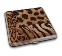 Boite à cigarette tendance, à imitation fourrure fauve blanc Multi