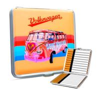 Boîte à cigarette Volkswagen officielle - Étui rigide en métal pour 20 cigarettes - Boîte cigarette compacte anti-chocs - Étui fumeur pour voiture, voyage et usage quotidien - Homme et femme