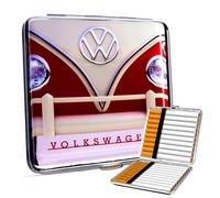 Boîte à cigarette Volkswagen officielle - Étui rigide en métal pour 20 cigarettes - Boîte cigarette compacte anti-chocs - Étui fumeur pour voiture, voyage et usage quotidien - Homme et femme