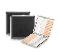 Boîte À Cigarettes, 2 Pcs Boîtes À Cigarettes, Boîte À Cigarettes En Métal Noir, Pouvant Contenir 20 Cigarettes, Boîte À Cigarettes Avec Clip, Homme Femme Etui Paquet Cigarette