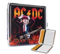 Boîte à cigarettes AC/DC Rock or Bust - Étui en métal pour 20 cigarettes - Boîte rigide compacte - Protection contre chocs et pression - Accessoire fumeur homme et femme
