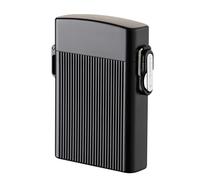 Boîte à cigarettes avec briquet, boîte à cigarettes rechargeable par USB, 16 cigarettes épaisses avec lanière étanche, résistante à l'humidité, cadeau pour hommes/papas,Black