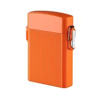 Boîte à cigarettes avec briquet, boîte à cigarettes rechargeable par USB, 16 cigarettes épaisses avec lanière étanche, résistante à l'humidité, cadeau pour hommes/papas,Orange